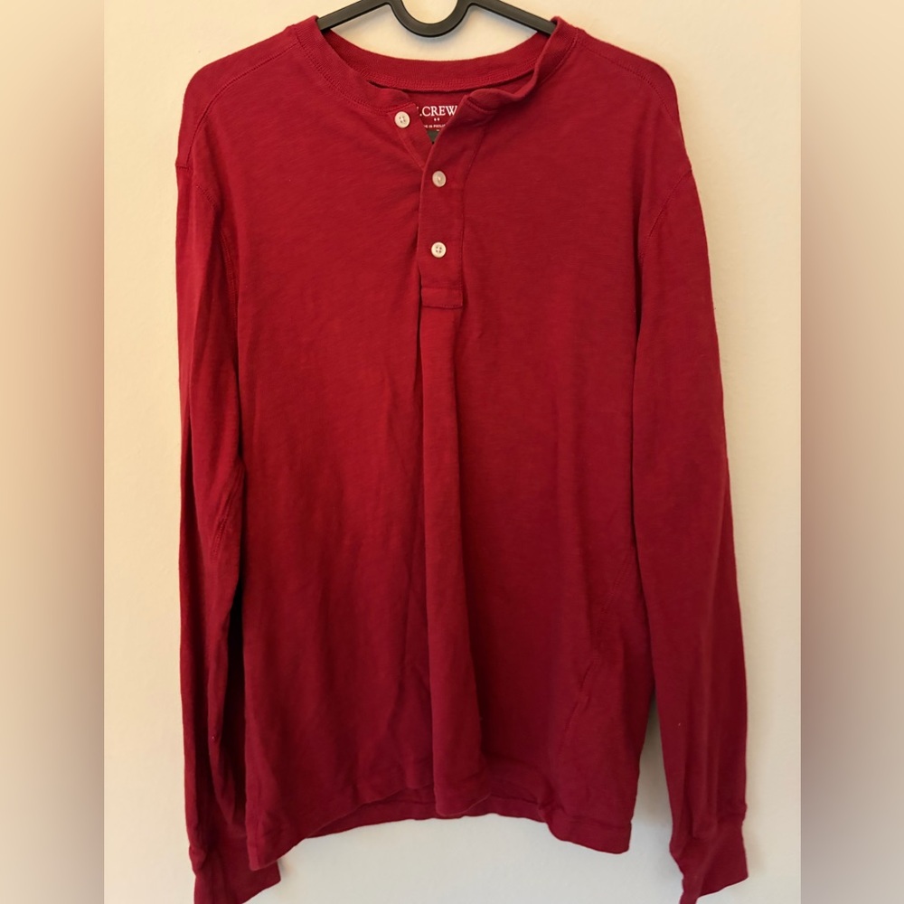 Jcrew Long-Sleeve Henley in Red